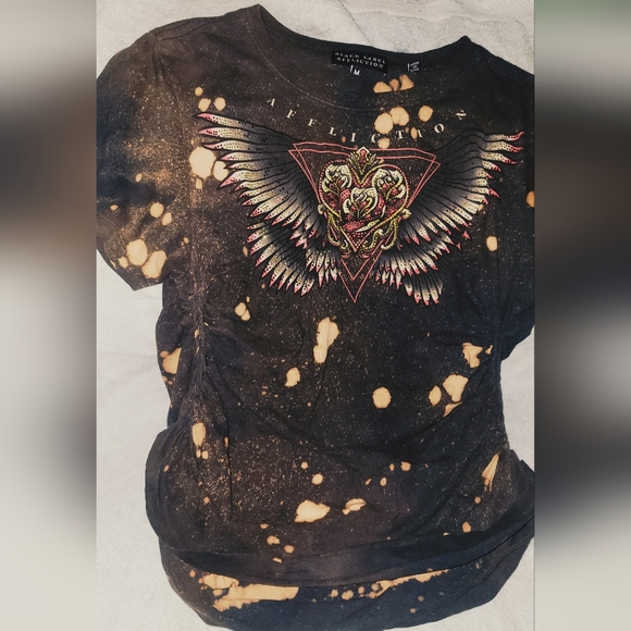 Affliction Black Label Destroyed Crop Top - Picture 2 of 2